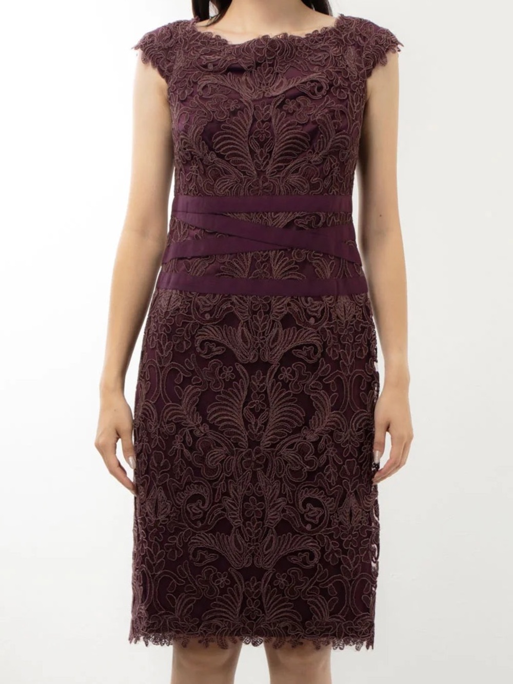 Tadashi Shoji Lace Boat Neck Cocktail Dress Size 8